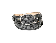 Black Pirarucu Metal Buckle Belt