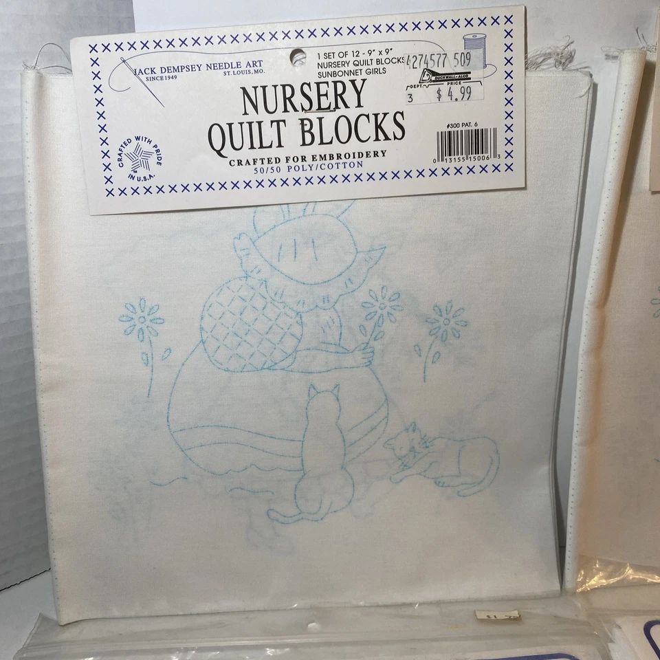 Quilt Blocks (Lot of 4) - Jack Dempsey Nursery Rhymes, Hearts, Life Is Fragile.. - Image 2 of 4