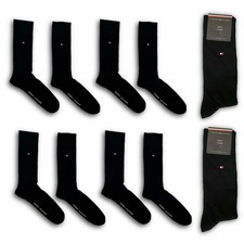 Tommy Hilfiger Genuine 4 Pairs Mens Classic Cotton Blend Socks, Black, UK 9-11