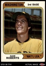 1974 Topps #309 Dave Roberts WASHINGTON NAT'L LEA. NATL LEA  VARIATION 5 - EX