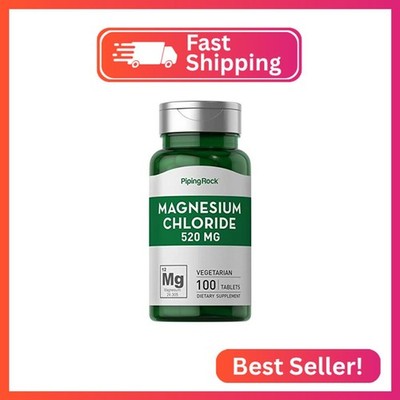 Piping Rock Magnesium Chloride | 520mg | 100 Tablets | Vegetarian, Non-GMO, Glut