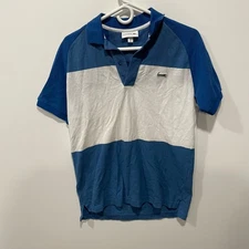 Lacoste Men Color Block Polo Shirt Blue White Short Sleeve Size S