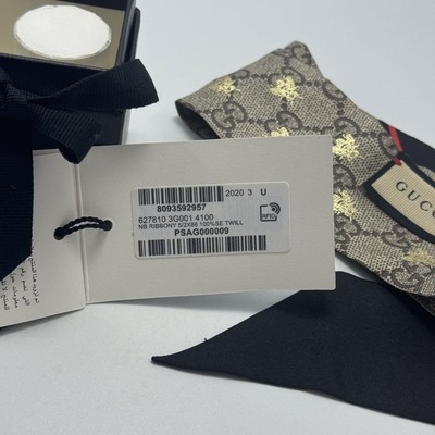 Gucci GG Bee Silk Ribbon Scarf Beige Black Red 2.36 x 33.9 in | eBay