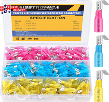 200PCS Heat Shrink Piggyback Spade Connectors, 22-10 AWG Piggyback Wire Connecto