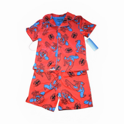 Marvel Spider-Man Boys Size 6 2-Piece Button-Up Short Sleeve Shorts Pajama Set
