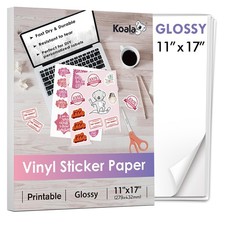 Koala Printable Vinyl Sticker Paper for Inkjet Printer 11x17 Inch - 10 Sheets...