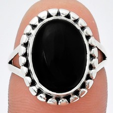 Brazil Black Onyx 925 Sterling Silver Ring Size 8  Wholesale Jewelry