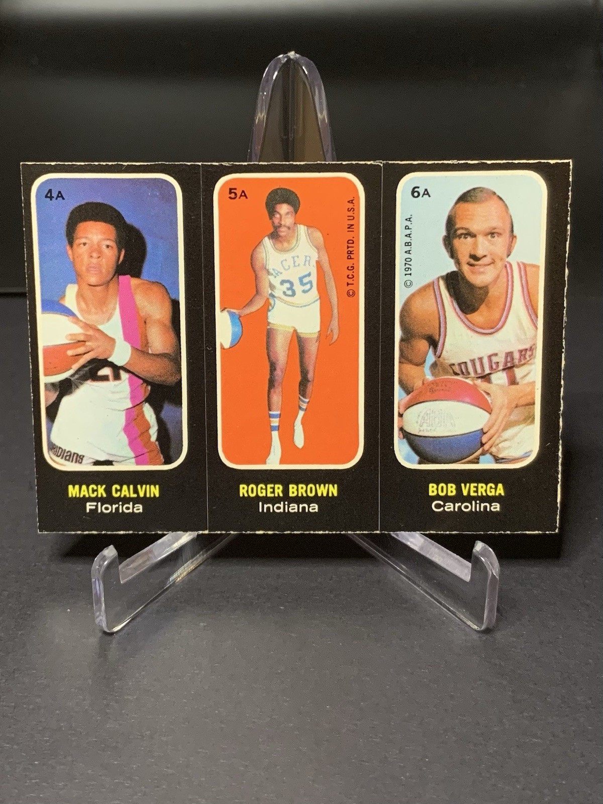 Calvin 4A, Brown 5A, Verga 6A Basketball Cards 1971 Topps Stickers trading card — raw and PSA graded price guide
