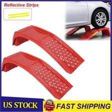 2pcs Steel Car Ramps 8000lb Capacity 9in Max Lift Heavy Duty For Auto Repair Red