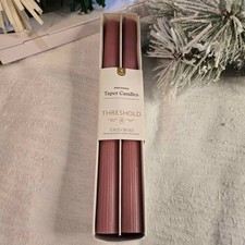Threshold 4-pack Unscented Ribbed Taper Candles Mallow, mauve, pale grayish colo