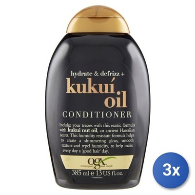 OGX 3x Haarspülung Balsam Für Haare 385 Ml Kukui Oil