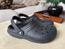 Crocs Classic Lined Clog Black Fuzzy Faux Fur Mens 6 Womens Size 8 203591