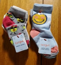 Set of 2 Cat  Jack Girl's S Small 5.5-8.5 Crew Socks 4pk  Ankle Socks 7pk 