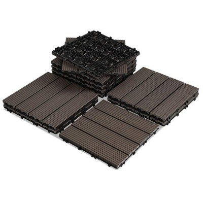 WPC Terrassenfliesen 30x30cm, Klicksystem, Balkon Bodenbelag - wetterfest, 33...