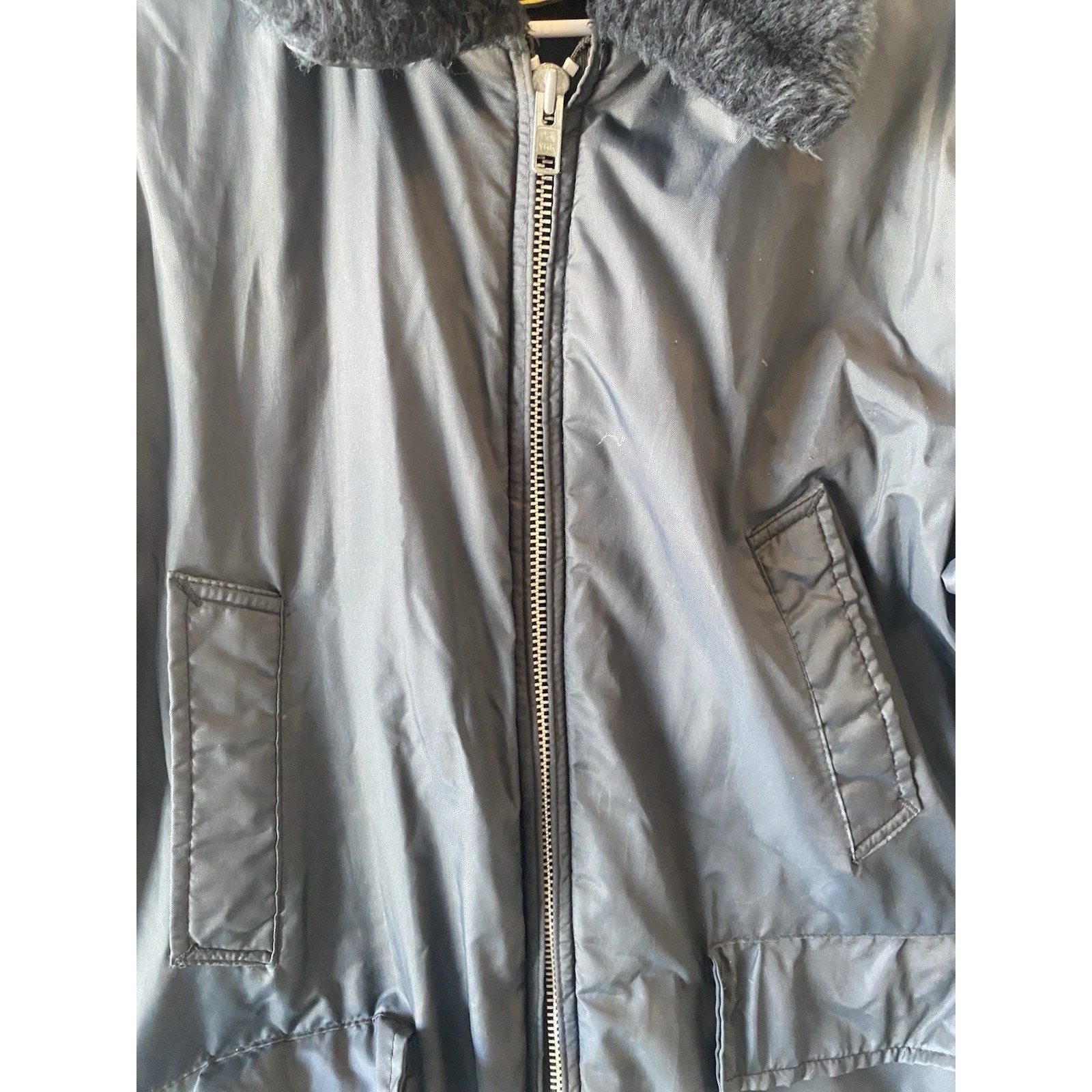 VTG Timber King Waist Flight Jacket Navy Mens Large Rare!! FREE SHIPPING - product detail image 3