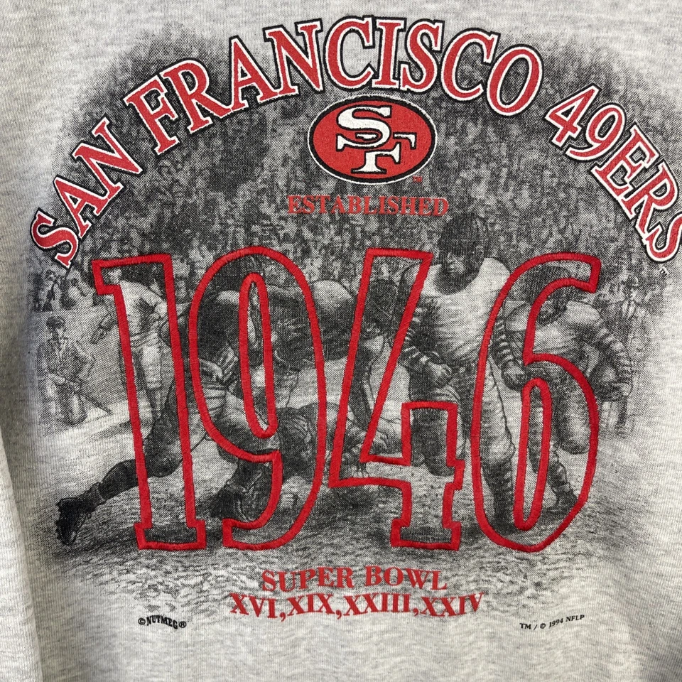 Suéter De Colección SF 49ers Para Hombres 2XL Gris Bordado NFL 1994 Fútbol Foto 2 de 4