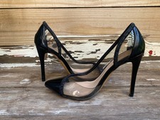 Aldo Black Shiny Shimmer Clear PVC Illusion Rhinestone Contour Stiletto Heel 7.5