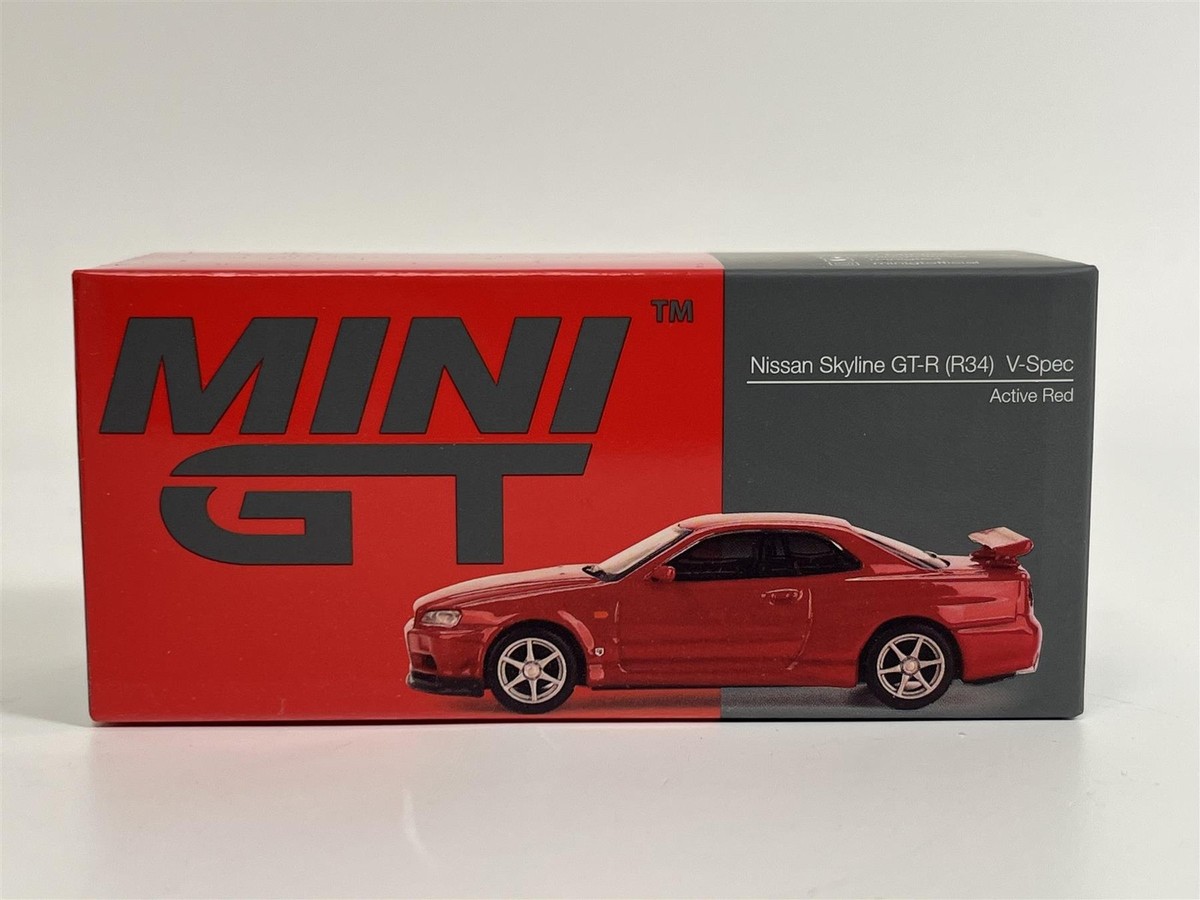 Nissan Skyline GT R R34 V Spec Active Red RHD 1:64 Mini GT