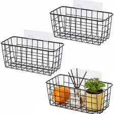 3 Set Adhesive Over the Cabinet Door Wire Baskets for Organizing for Kitchen ...