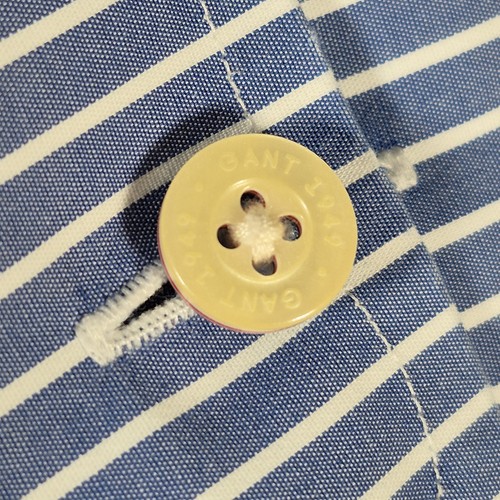 Gant Shirt Mens L Blue Striped Long Sleeve Regular Fit New Haven Poplin - Picture 8 of 11