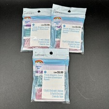 Thick Elastic Cord Sparkle 3 mm Lot of 3 Pink Purple Blue DIY Crafts Jewelry