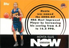 2007-08 TOPPS GENERATION NOW BASKETBALL CARD GN18 MONTA ELLIS WARRIORS 