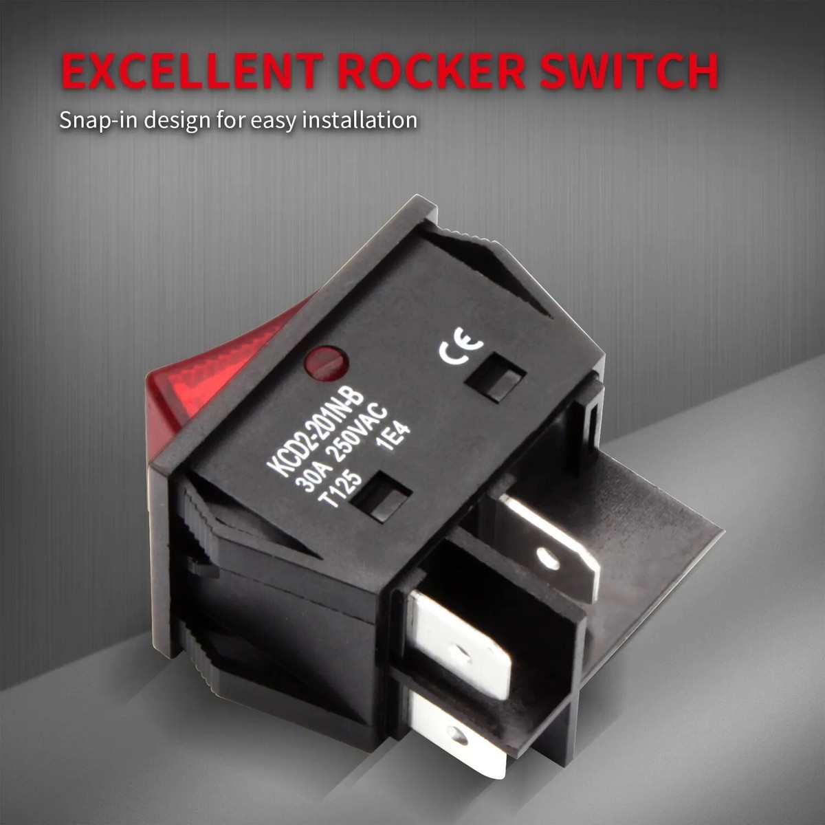 30A 24V Power Supplys Red Illuminated Rocker Switch 30A 250V AC 4-Pin ...