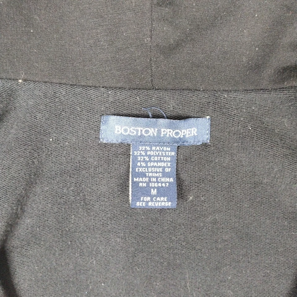 Sudadera con capucha Boston Proper para mujer mediana negra con cuentas estrás lentejuelas tachonadas Foto 2 de 4