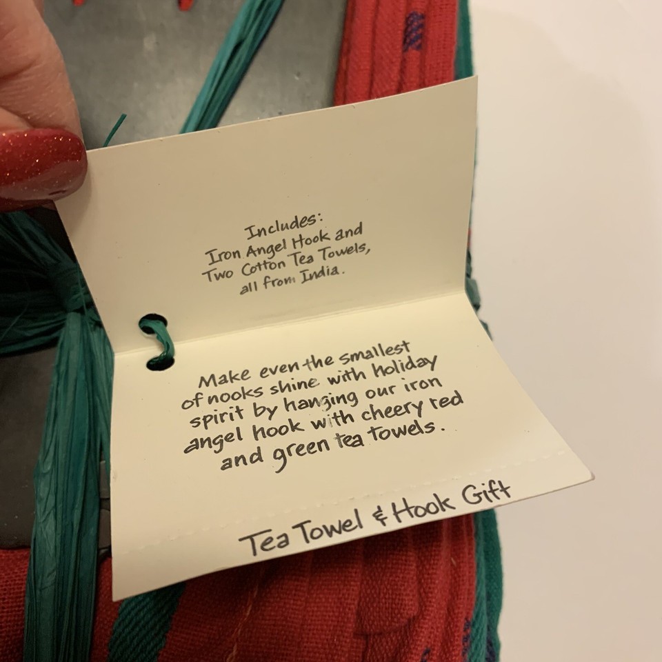 Pier 1 Metal Angel Hook Tea Towel Set (2) Dish Towels Christmas New eBay