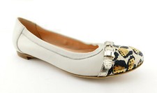 New AGL ATTILIO GIUSTI LEOMBRUNI Size 7.5 Ivory Cap Toe Ballet Flats Shoes 37.5