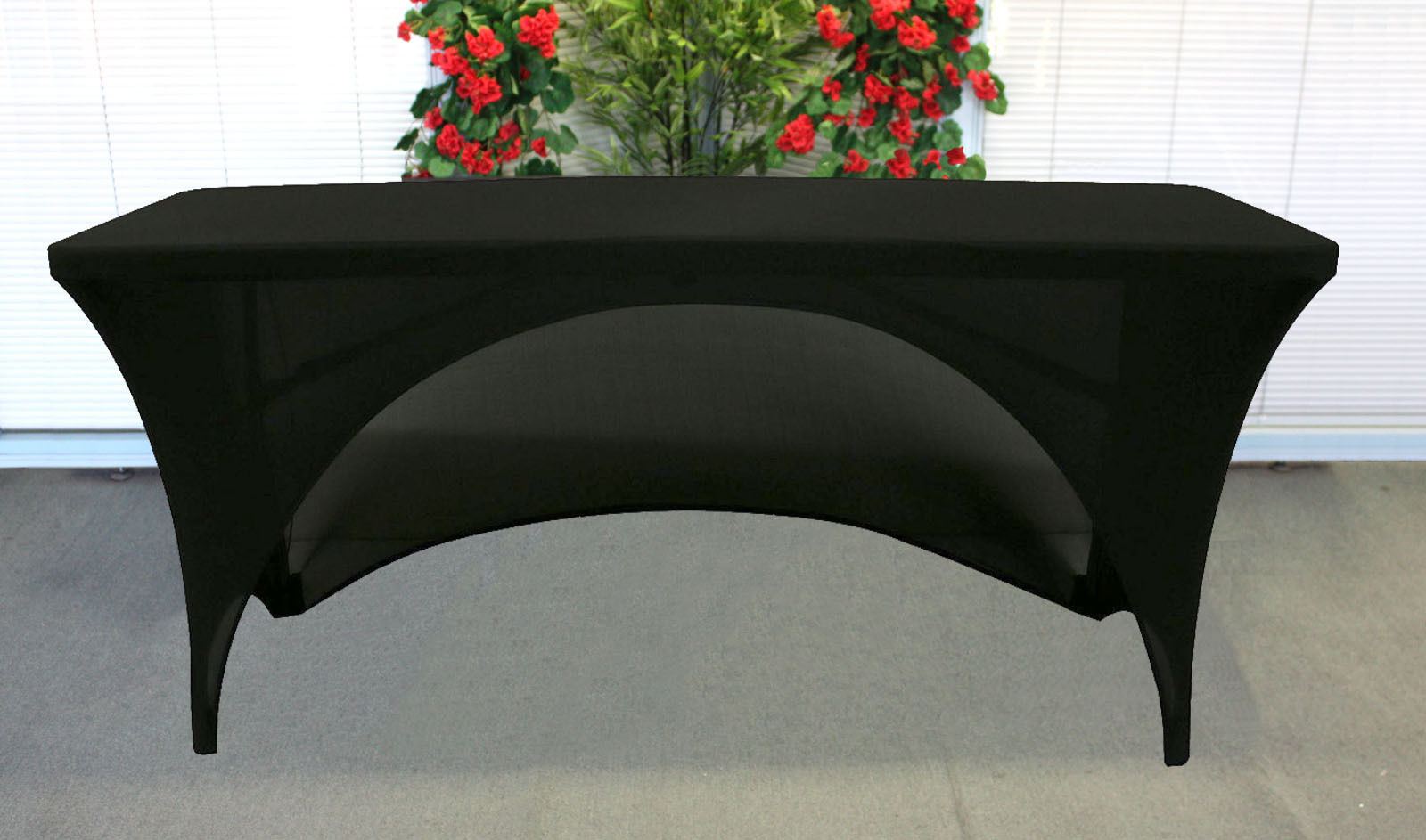 Trestle Table cover Tablecloth spandex Fitted Black 6ft foot ARCH CUT