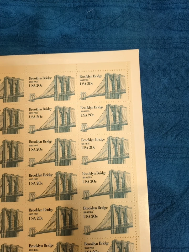 ERROR 1983 Sheet BROOKLYN BRIDGE UNFINISHED BRIDGE Short Transfer MNH  - Image 3 of 4