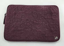 Vera Bradley Quilted Padded Laptop Sleeve Floral Inside Zipper Purple 17" X 12"