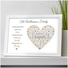 Personalised Family Poem Verse Gifts Christmas Birthday New Home Family Presents