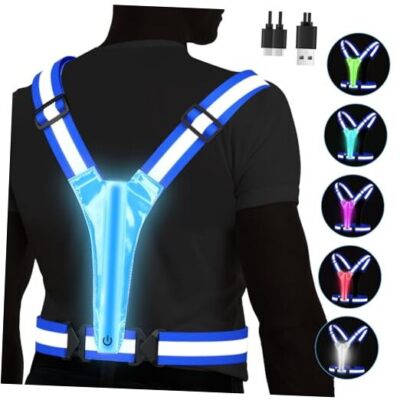 LED Reflective Running Vest, 5 Colors Light Up Running Vest High Visibility 