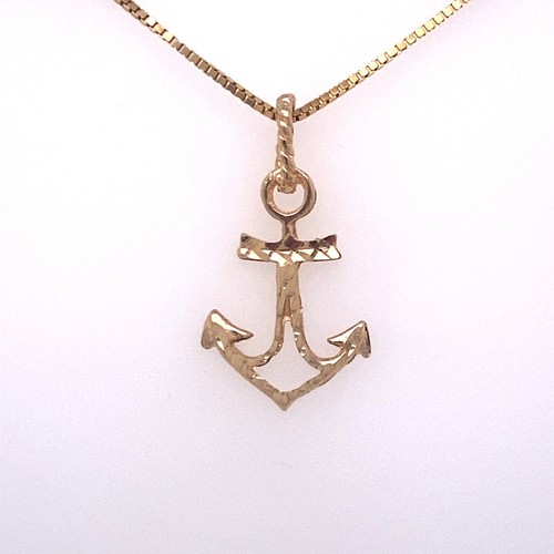 14KT YELLOW GOLD DIAMOND CUT ANCHOR PENDANT .6 GRAMS