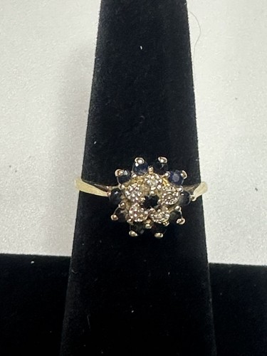 10k Blue Topaz And Diamond Ring Size 6.75 - Picture 10 of 11