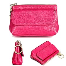 Women's Genuine Leather Coin Purse Zipper Pocket Size Pouch Change Mini Wallet