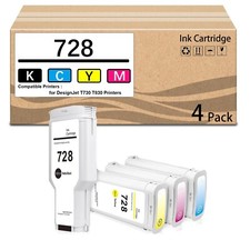 4 Pack 728 Ink Cartridge F9A30A Use for DesignJet T730 T830 Printers