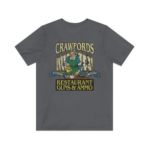 T-shirt uomo Crawfords Restaurant, Guns & Ammo 1980 vintage - Foto 8 di 42