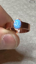  232B- Hand-Crafted Size 7.5 Copper Ring with a 8x6mm Lab Created Opal