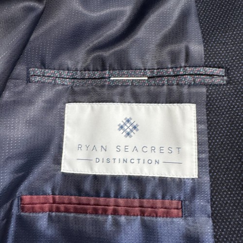 Ryan Seacrest Mens 46R Sport Coat Blazer Jacket Blue Wool 2-Button Solid - Picture 10 of 11