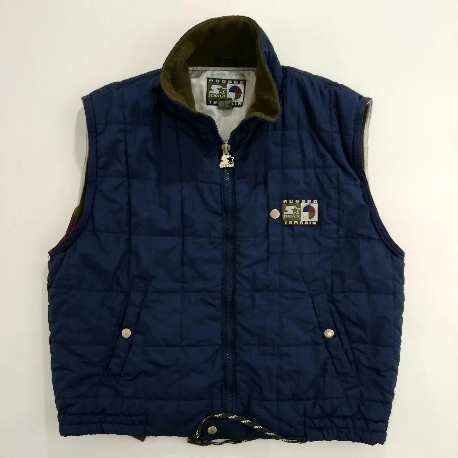 Vintage 90's Starter Rugged Terrain Men's Puffer Vest L Navy Blue Hiking Camping