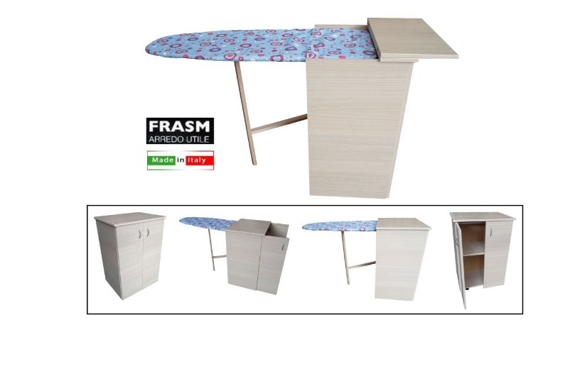 MOBILE TAVOLO ASSE DA STIRO LEGNO MULTIUSO CASA STIRARE ROVERE SBIANCATO 2022