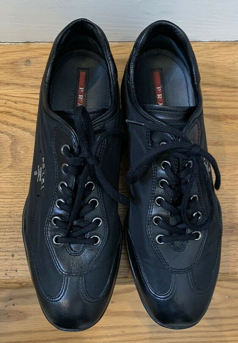 EUC Prada Sz 37.5 Calzature Donna Sneaker Art. 3E4897 Black EUC Prada Sz 37.5 Calzature Donna Sneaker Art. 3E4897 Black