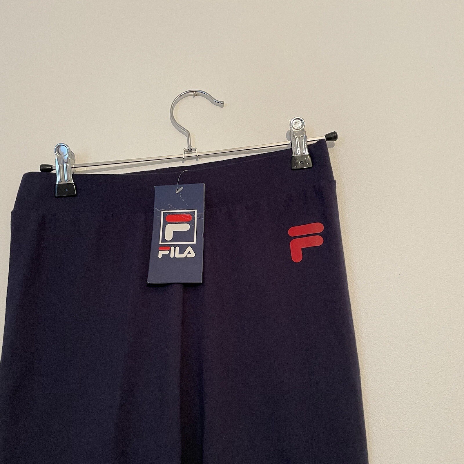 Leggings nuovi con etichette Fila Beba vita alta logo blu navy XS 6 8 rrp £25