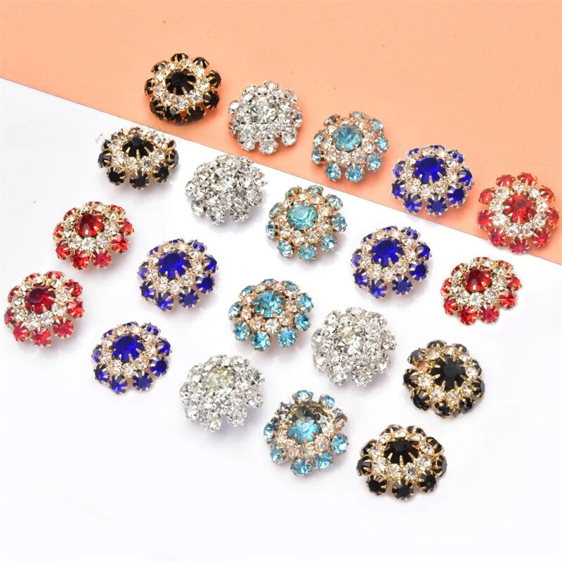 10X Rhinestone Crystal Buttons Glitter Flower Craft for Shoes Overcoat Decor DIY - Image 2 of 4