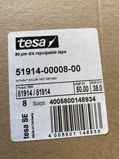 tesafix  51914, 38mm x 50m, 0.09mm, Transparent, Repulpable Double Sided
