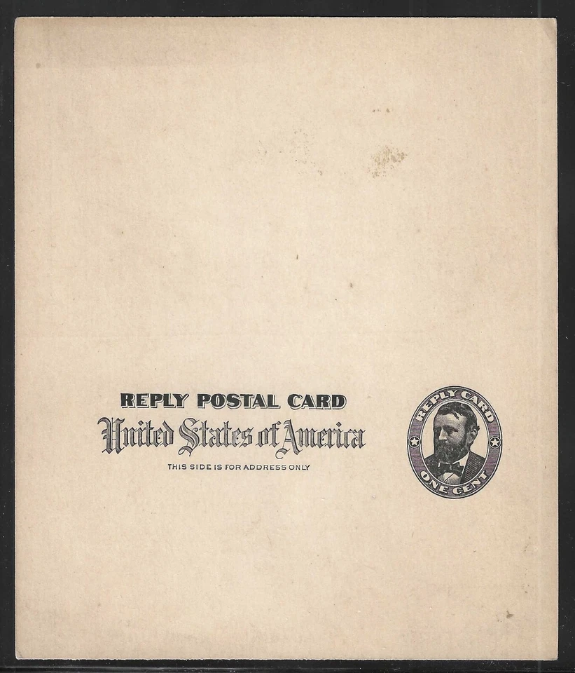 U.S., 1892, Scott #UY1, 1c + 1c Black on Buff, Unsevered, Postal Card, Unused - Image 2 of 2