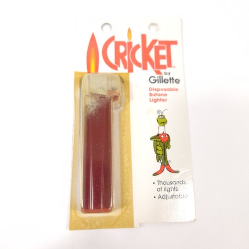Vtg Red Gillette Cricket Disposable Cigarette Lighter Butane Sealed Empty